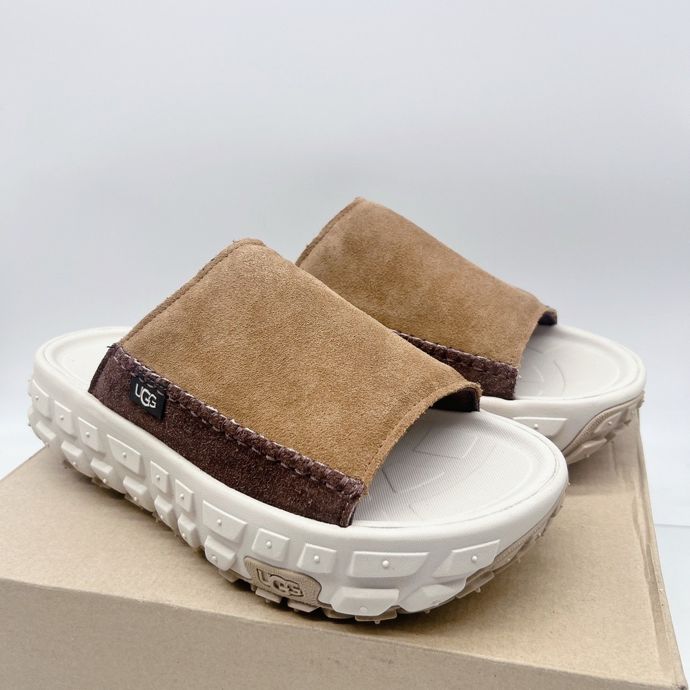 UGG Venture Daze Platform Slide Comfort Shoes Chestnut Brown Suede Mens US 12 - Picture 4 of 11
